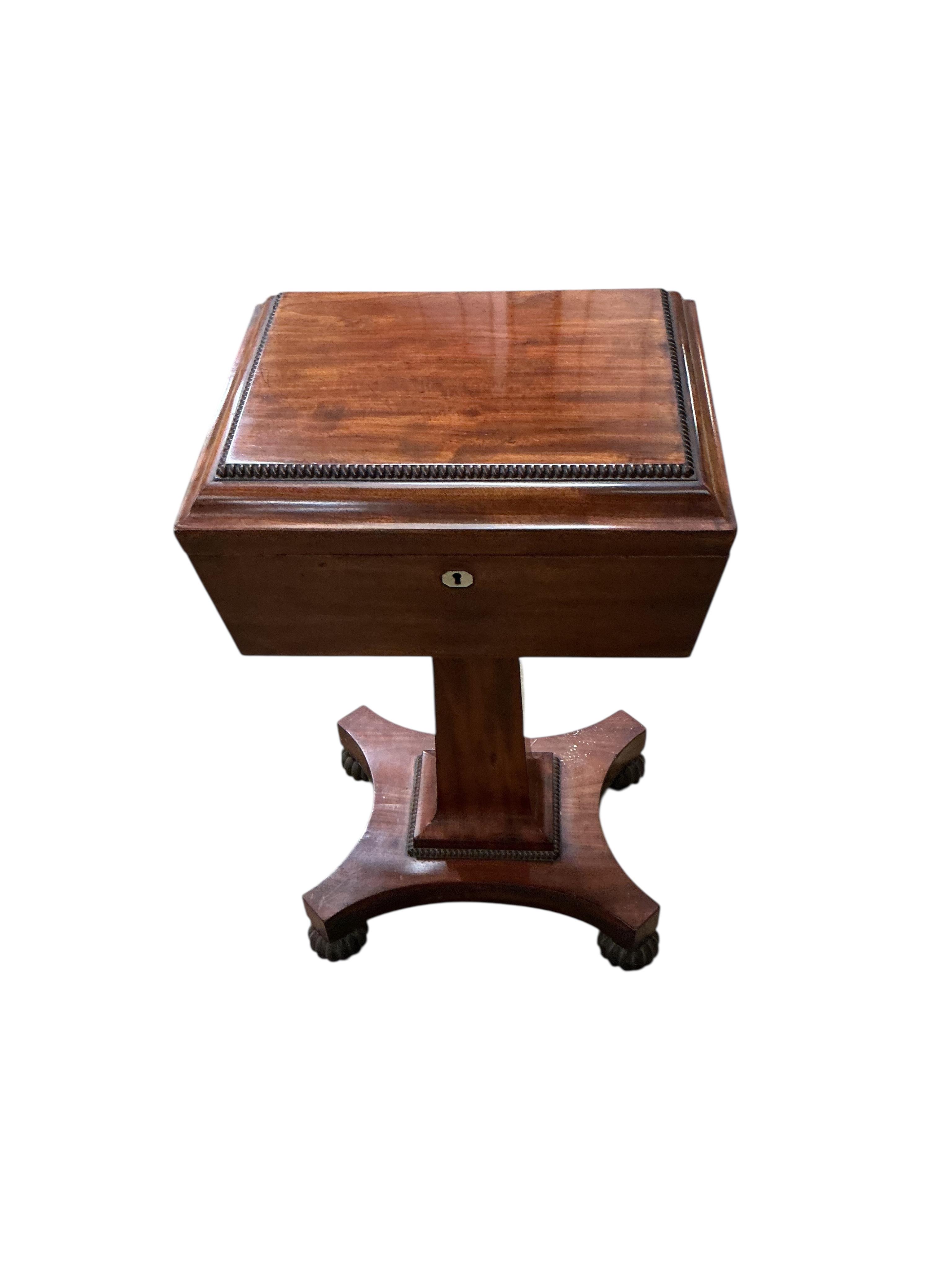 A Regency mahogany teapoy, width 41cm, depth 33cm, height 73cm